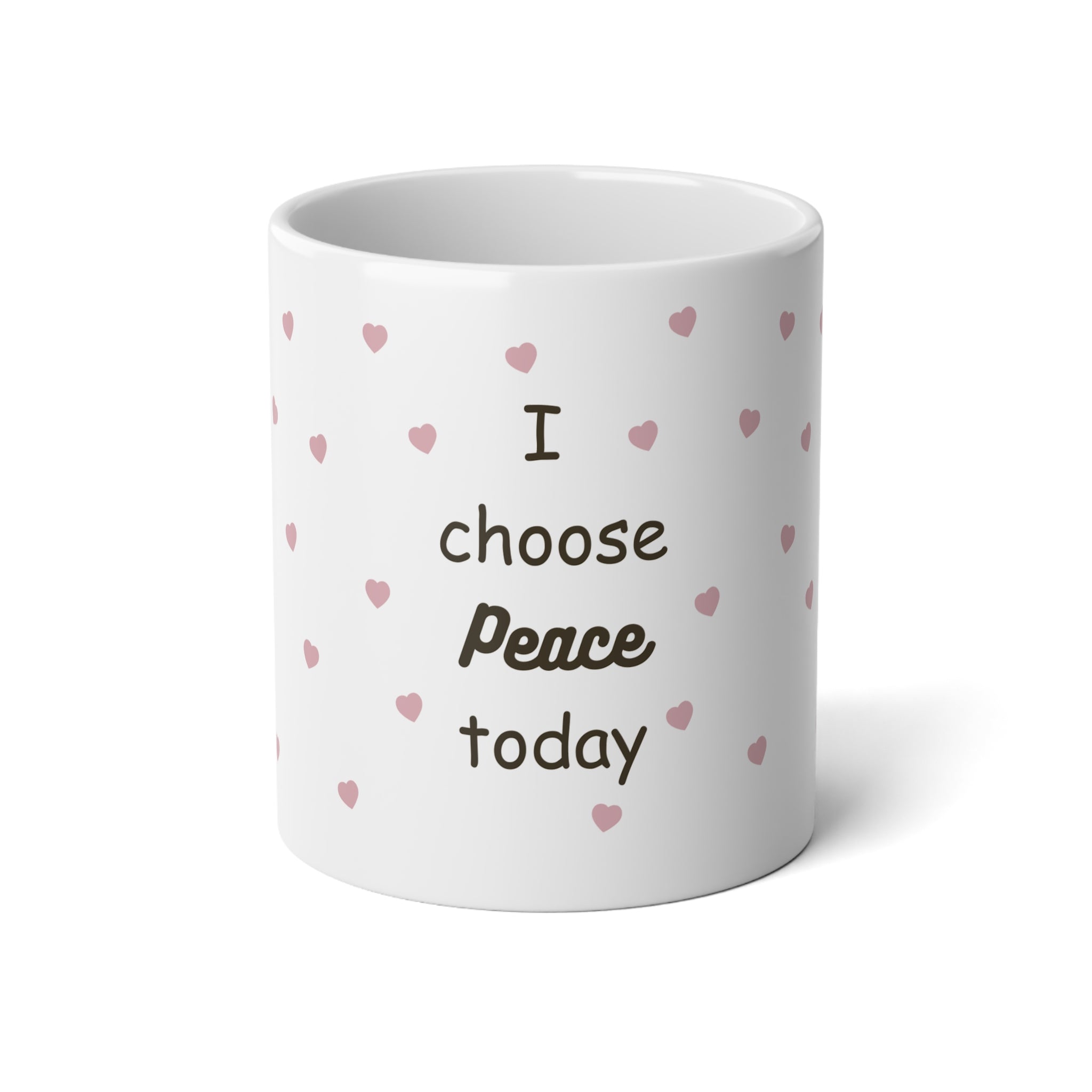 I Choose Peace Today Jumbo Mug — 20oz Inspirational Coffee Cup with Heart Pattern