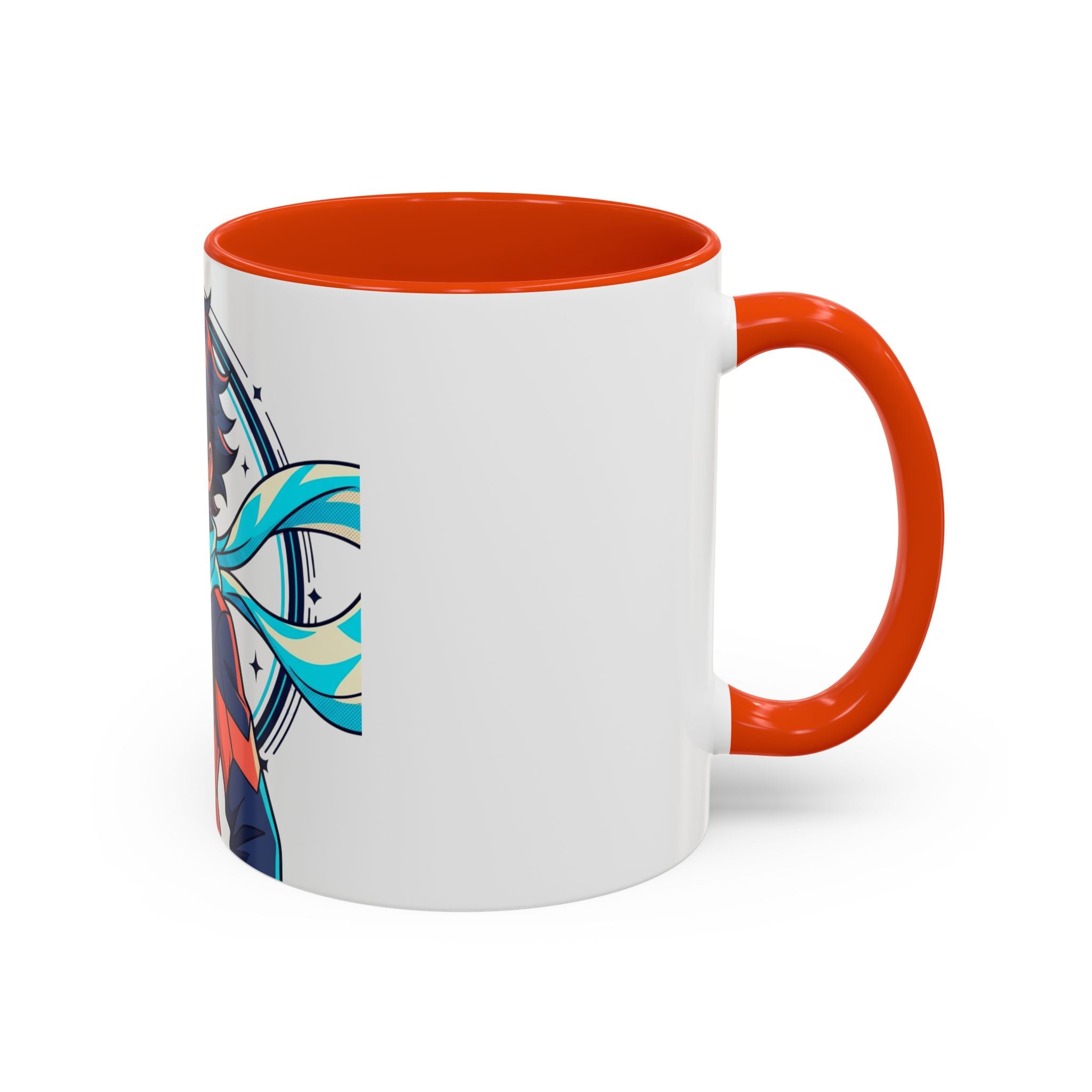 Anime Boy Character Mug — Colorful 11oz/15oz Coffee Cup with Scarfed Hero Design