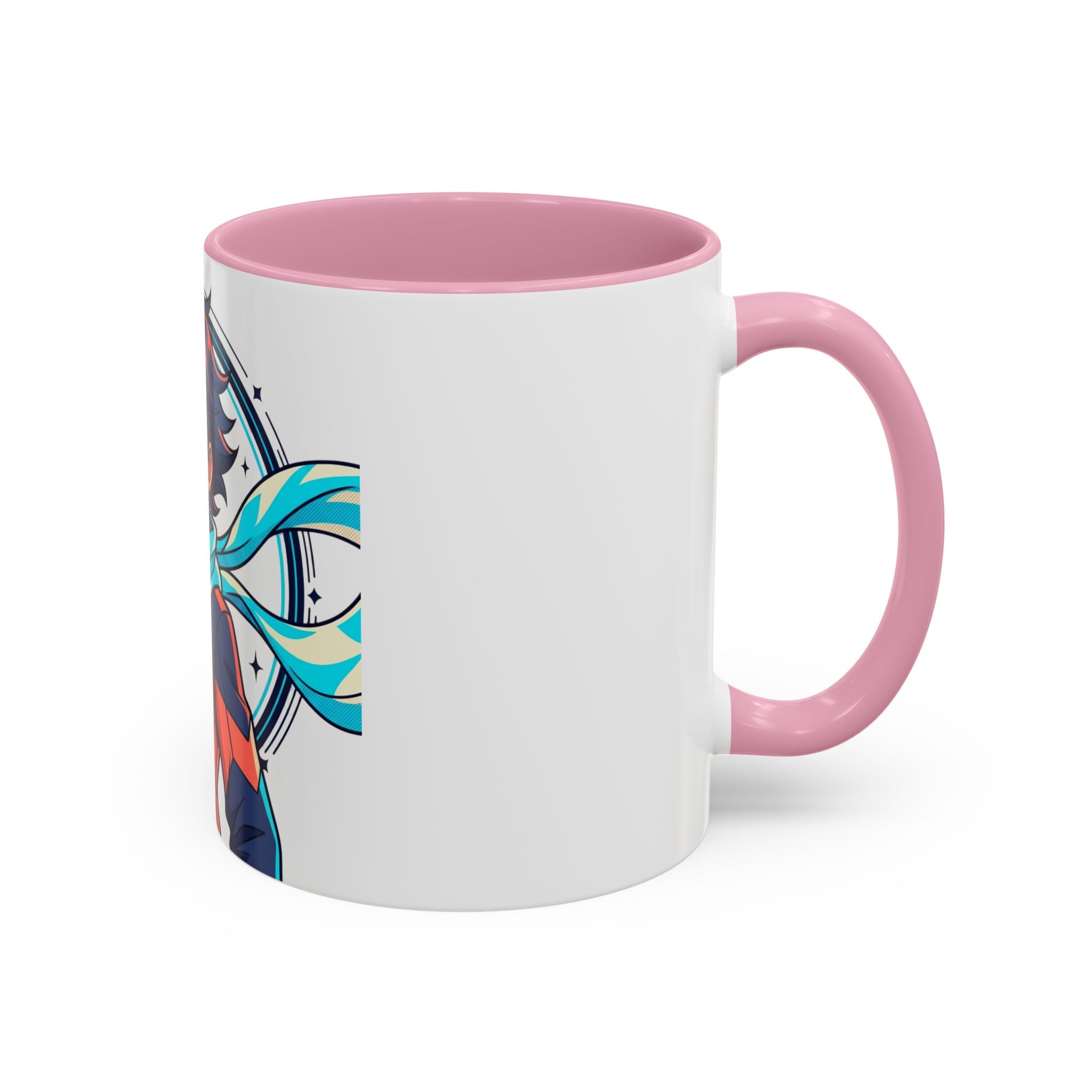 Anime Boy Character Mug — Colorful 11oz/15oz Coffee Cup with Scarfed Hero Design