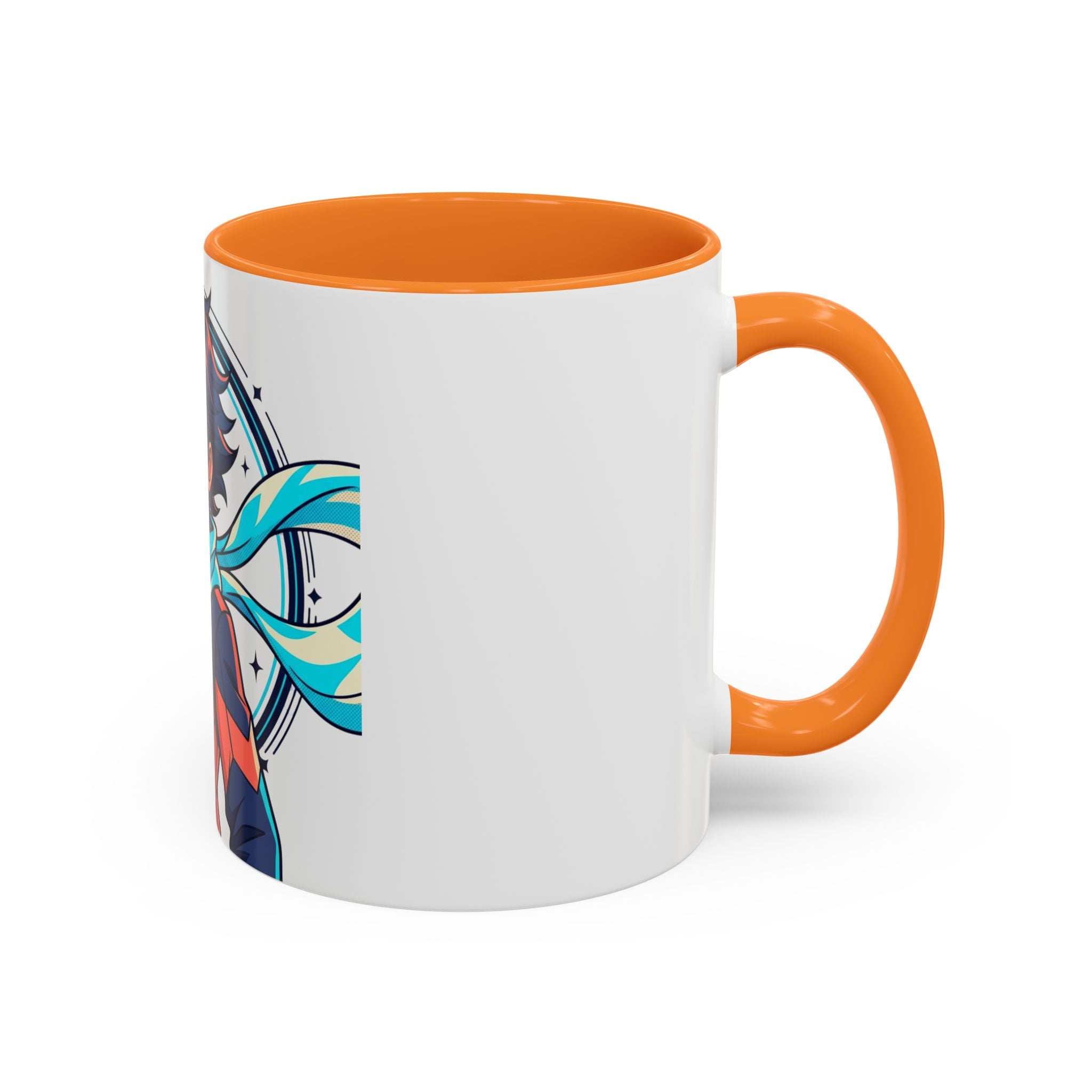 Anime Boy Character Mug — Colorful 11oz/15oz Coffee Cup with Scarfed Hero Design