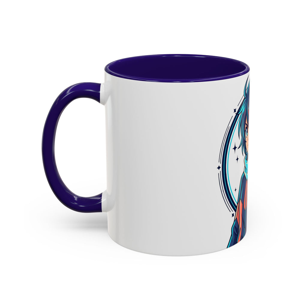 Anime Boy Character Mug — Colorful 11oz/15oz Coffee Cup with Scarfed Hero Design