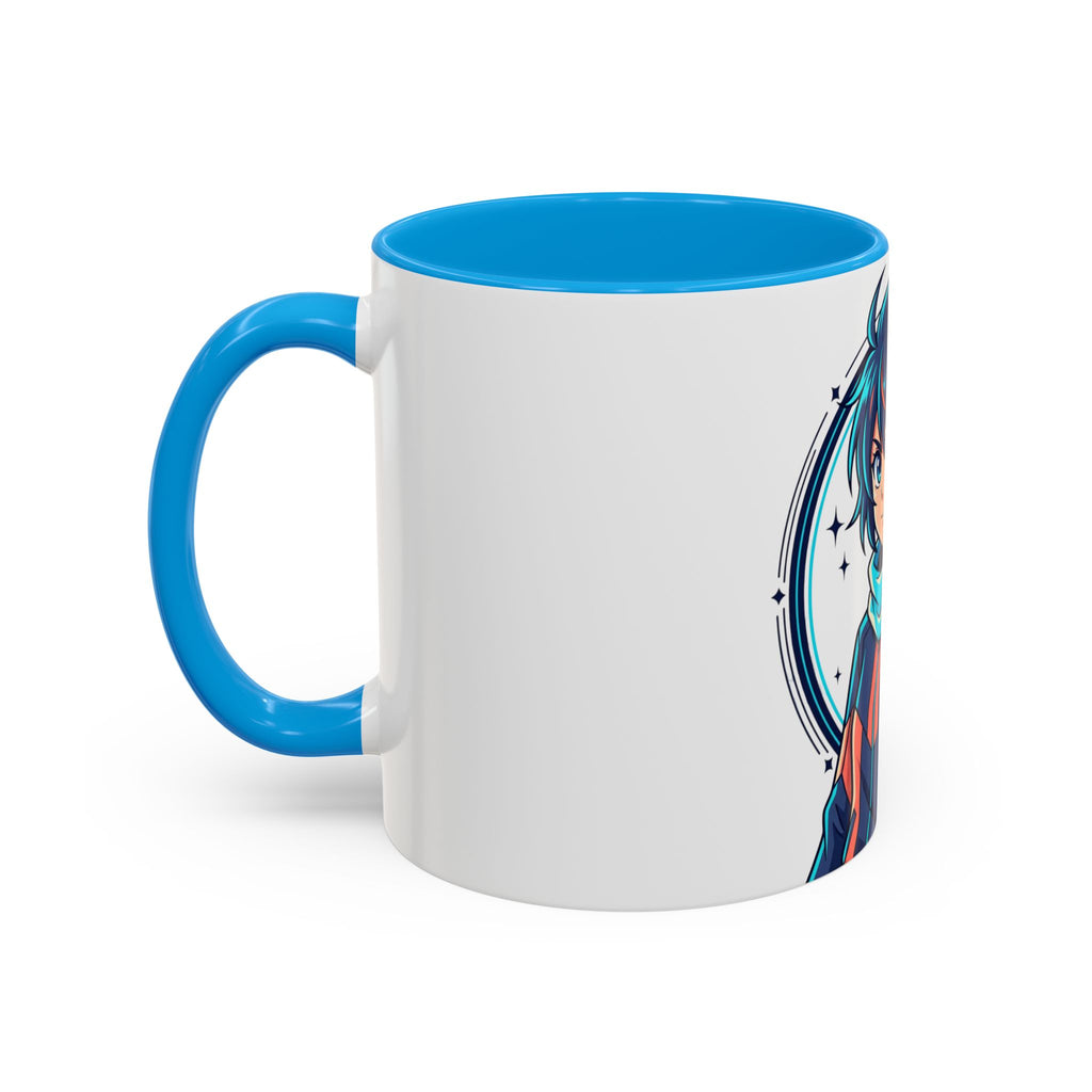 Anime Boy Character Mug — Colorful 11oz/15oz Coffee Cup with Scarfed Hero Design