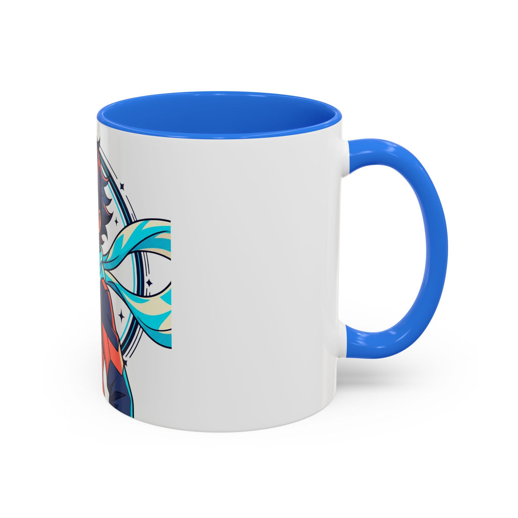 Anime Boy Character Mug — Colorful 11oz/15oz Coffee Cup with Scarfed Hero Design