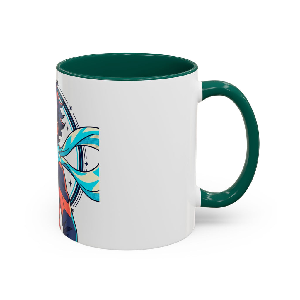 Anime Boy Character Mug — Colorful 11oz/15oz Coffee Cup with Scarfed Hero Design
